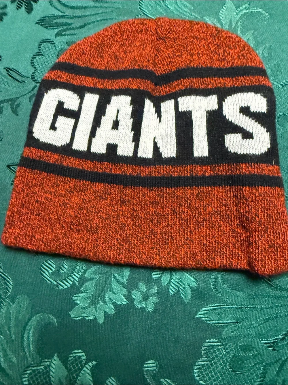 SF Logo Black Knit Beanie with Orange Trim reversible beanie
